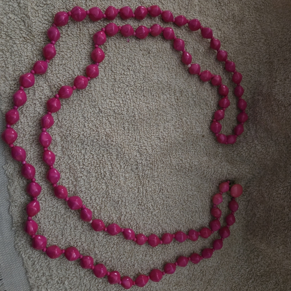 Vibrant Pink Beaded Necklace